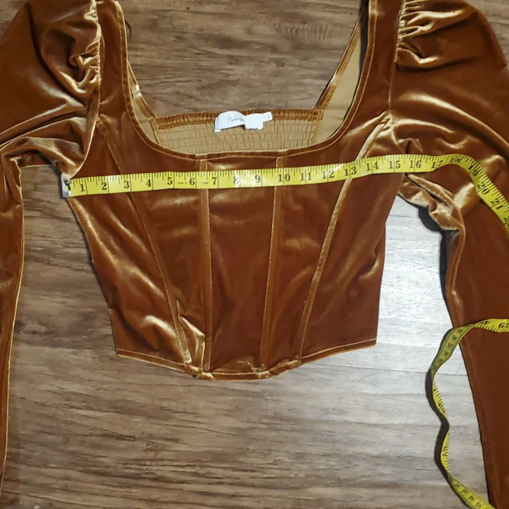 ASTR Gold Velvet Puff Sleeve Blouse Large